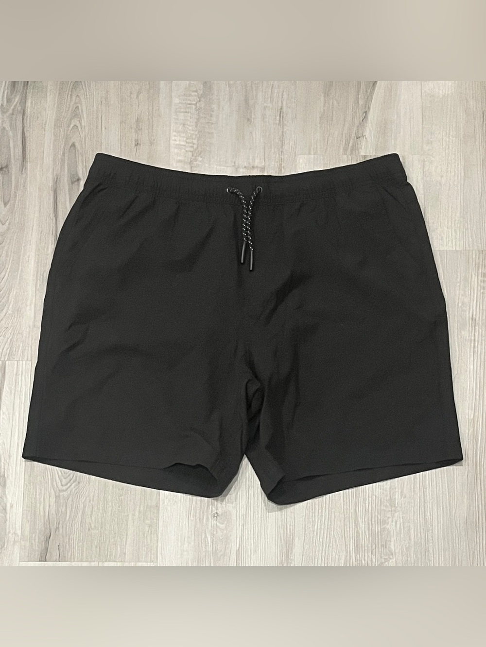 Men's Black Athletic Shorts with Drawstring Waist